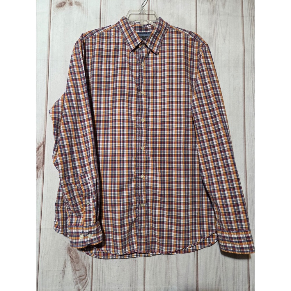 Banana Republic Mens Camden Fit Custom 078 Wash Plaid Button Down Shirt Large